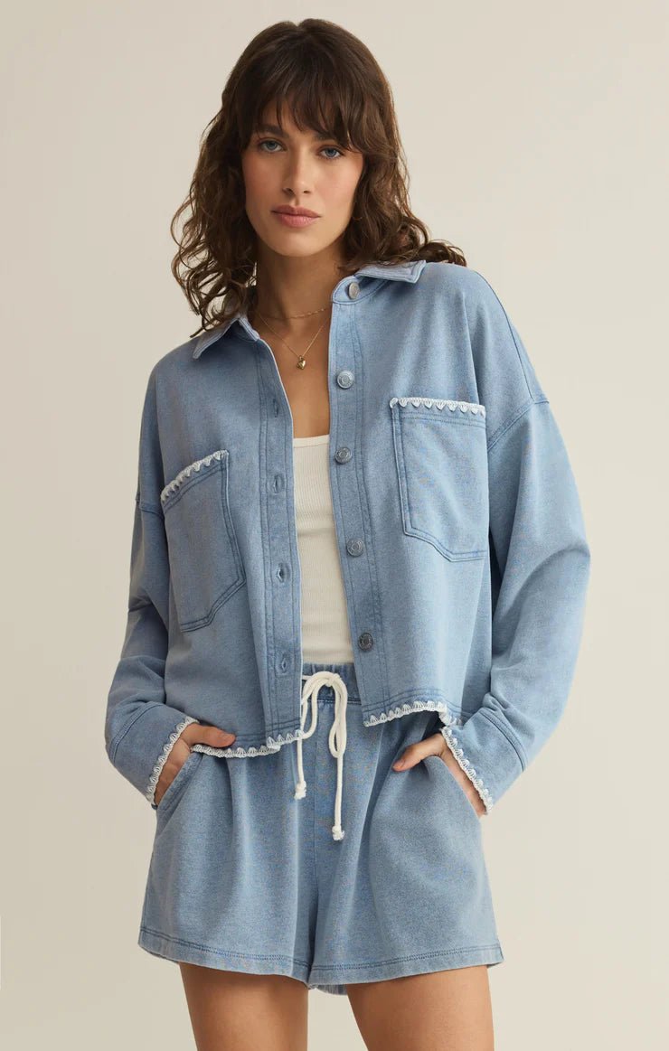 ZSUPPLY All Day Crop Whipstitch Jacket - Ocean Air Indigo - The Salty BabeJackets