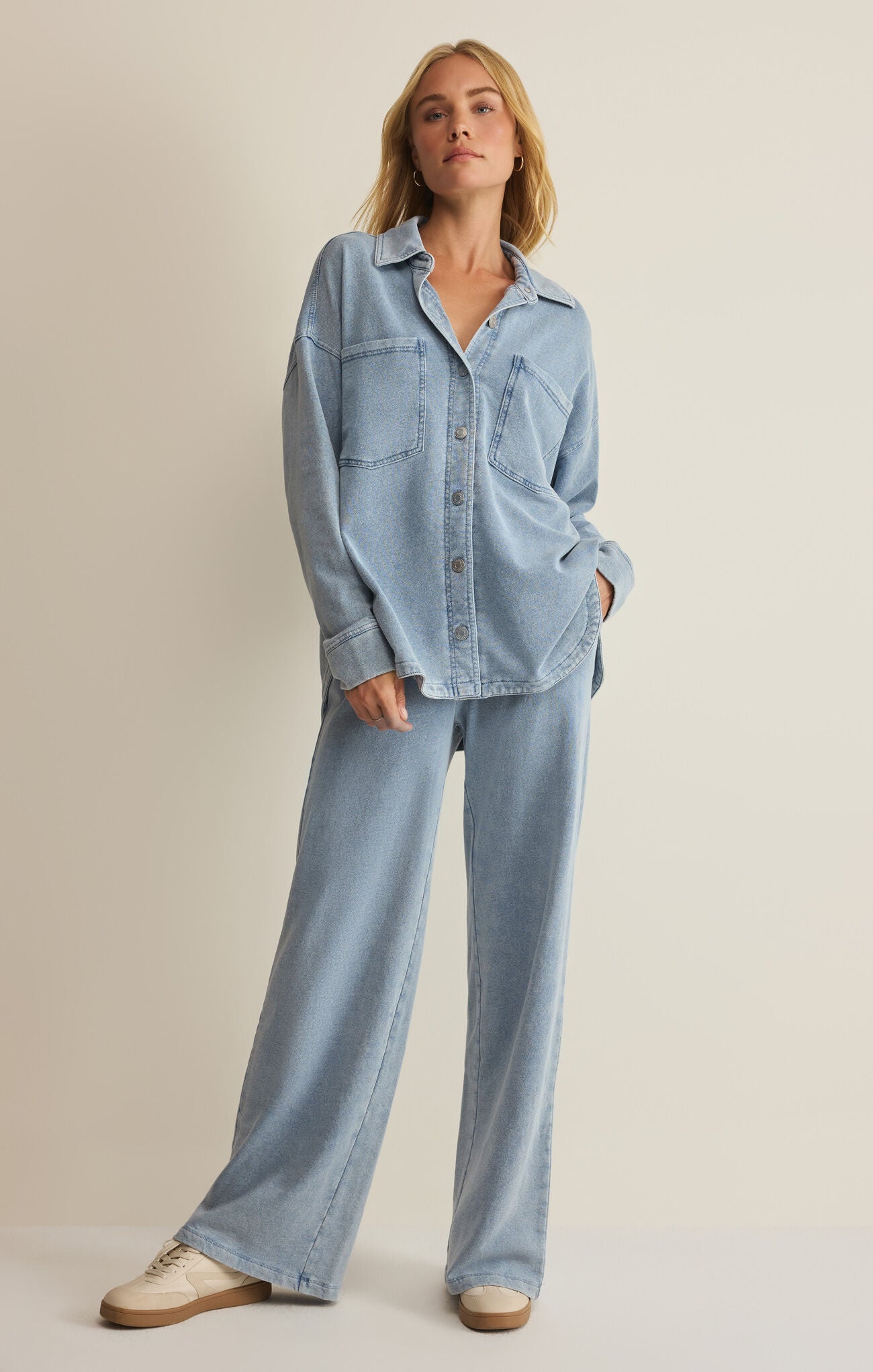 ZSUPPLY All Day Knit Denim Jacket - Ocean Air Indigo - The Salty BabeJackets