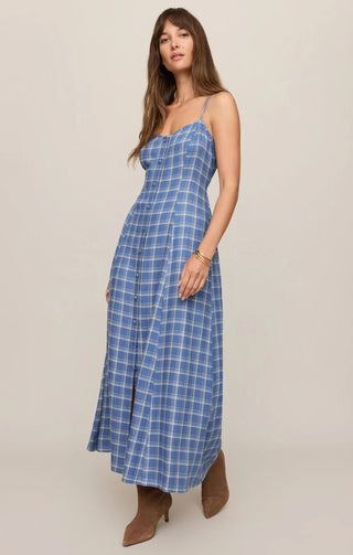 ZSUPPLY Angel Eyes Plaid Midi Dress - Mystic Blue - The Salty BabeDresses