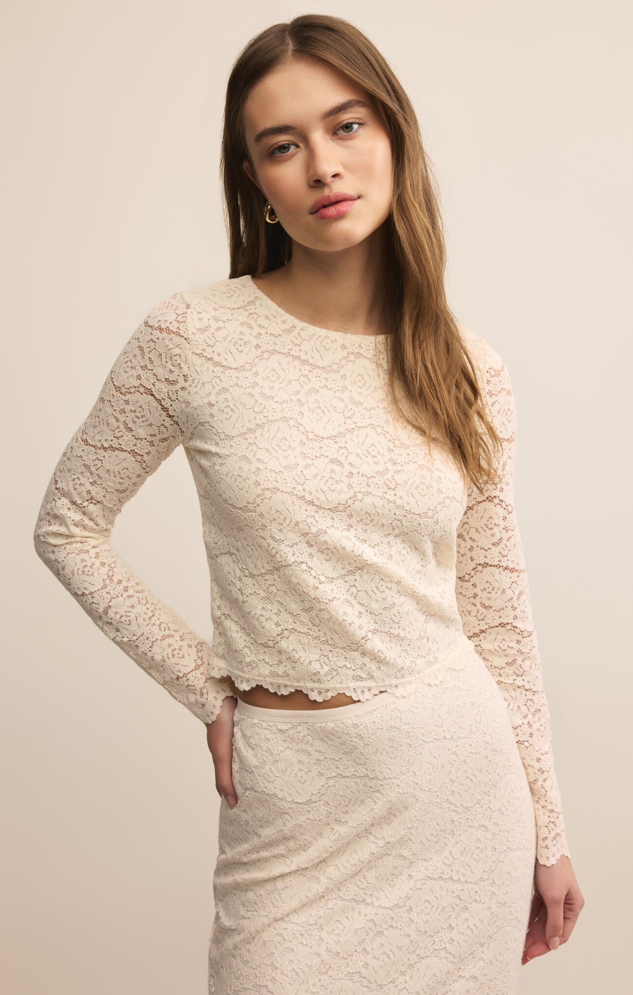 ZSUPPLY Aurora Lace Top - Cloud - The Salty BabeLong Sleeve Tops