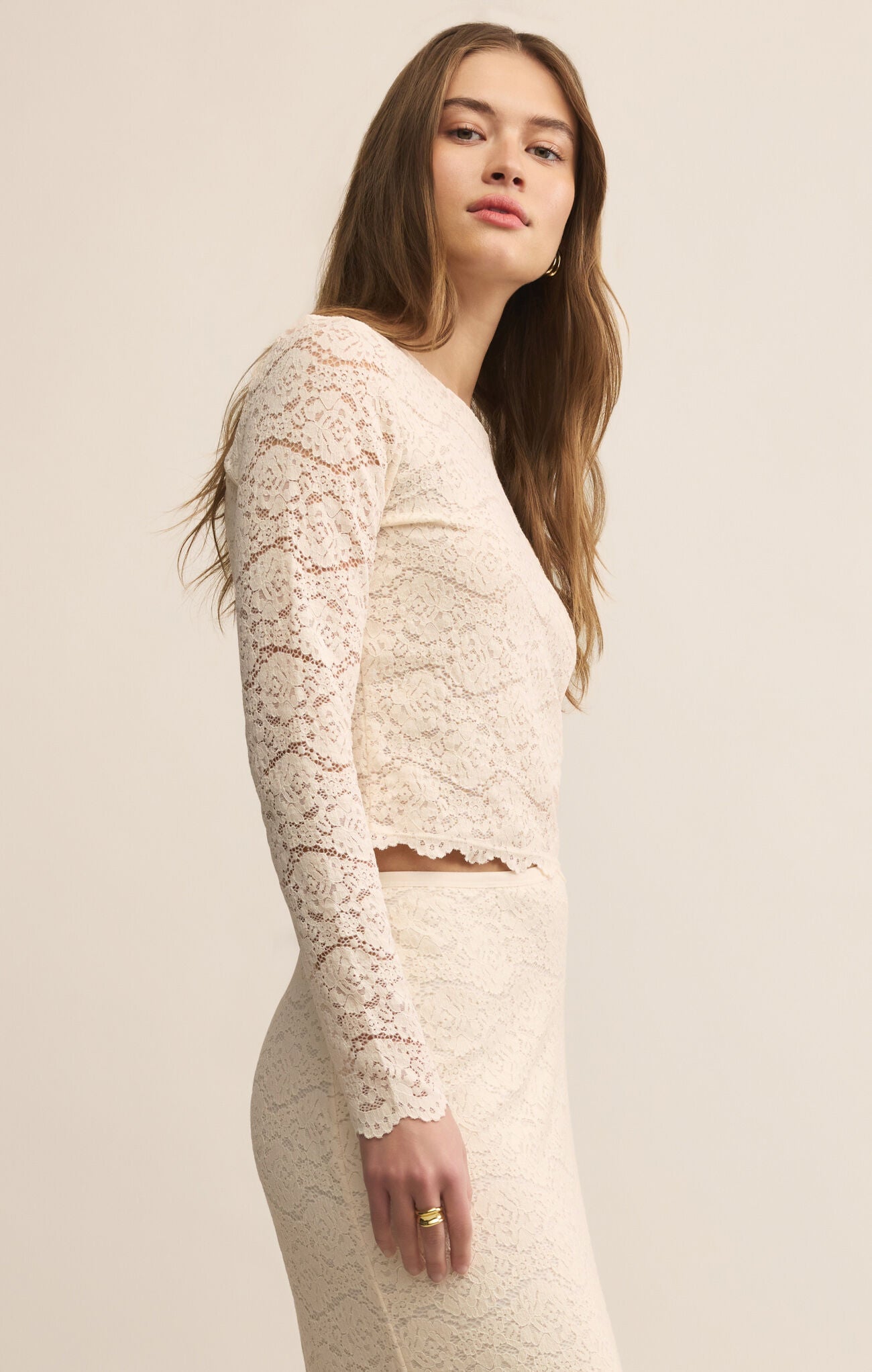 ZSUPPLY Aurora Lace Top - Cloud - The Salty BabeLong Sleeve Tops