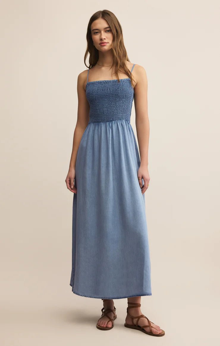 blue chambray maxi dress Boston Proper - Deep Blue - Luxe Chambray Button Up Tiered Maxi Dress