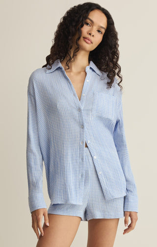ZSUPPLY Classic Gingham Long Sleeve Top - Ice Blue - The Salty BabeLong Sleeve Tops