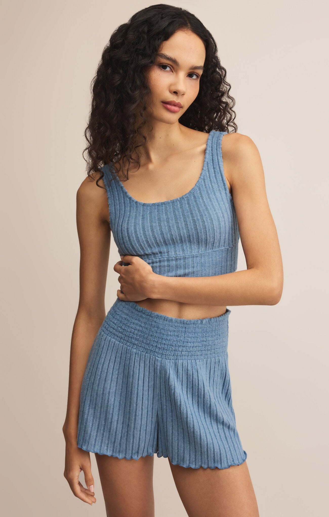 ZSUPPLY Dawn Smocked Rib Short - Oceanic Blue - The Salty BabeShorts