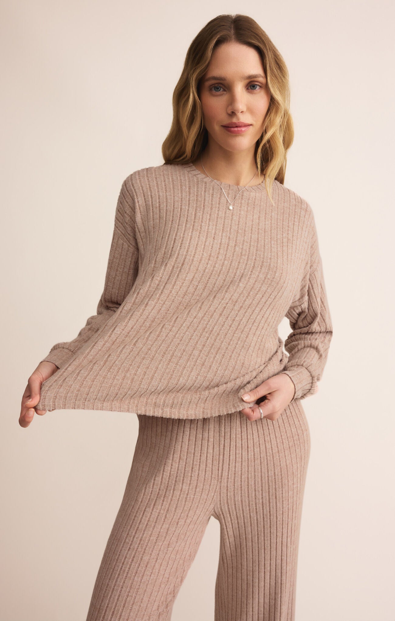 ZSUPPLY Daydream Rib Long Sleeve Top - Iced Coffee - The Salty BabeLong Sleeve Tops