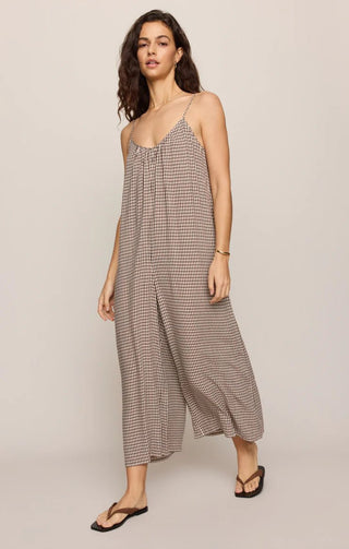 ZSUPPLY Flared Gingham Jumpsuit - Chocolate Cherry - The Salty BabeJumpsuits