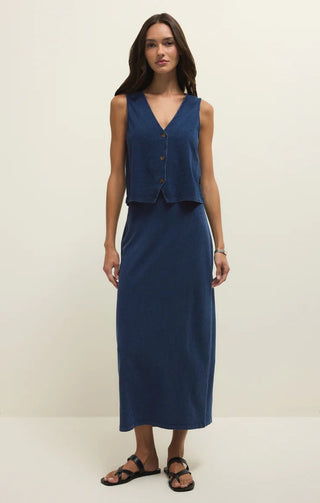 ZSUPPLY Gail Jersey Denim Midi Skirt - Indigo - The Salty BabeSkirts