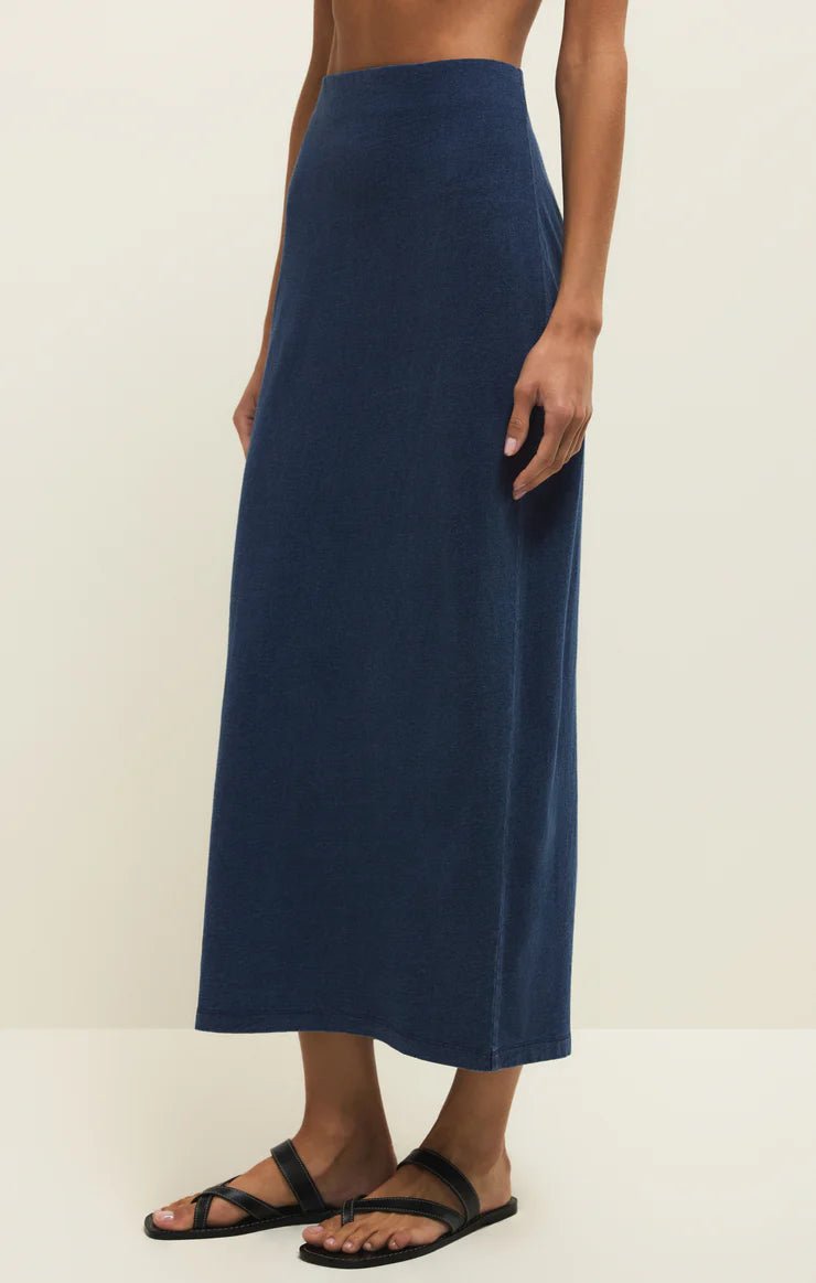 ZSUPPLY Gail Jersey Denim Midi Skirt - Indigo - The Salty BabeSkirts