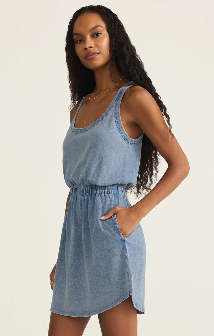 ZSUPPLY Keegan Jersey Denim Mini Dress - Medium Indigo - The Salty BabeDresses