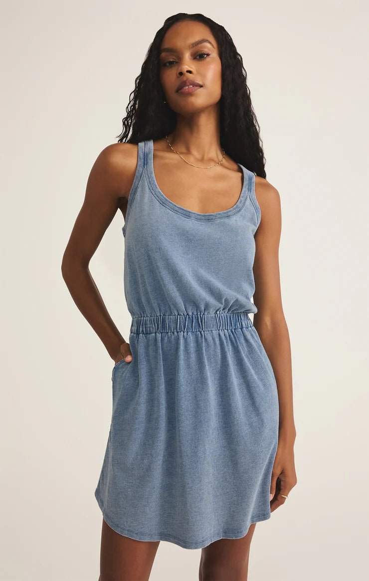 ZSUPPLY Keegan Jersey Denim Mini Dress - Medium Indigo - The Salty BabeDresses