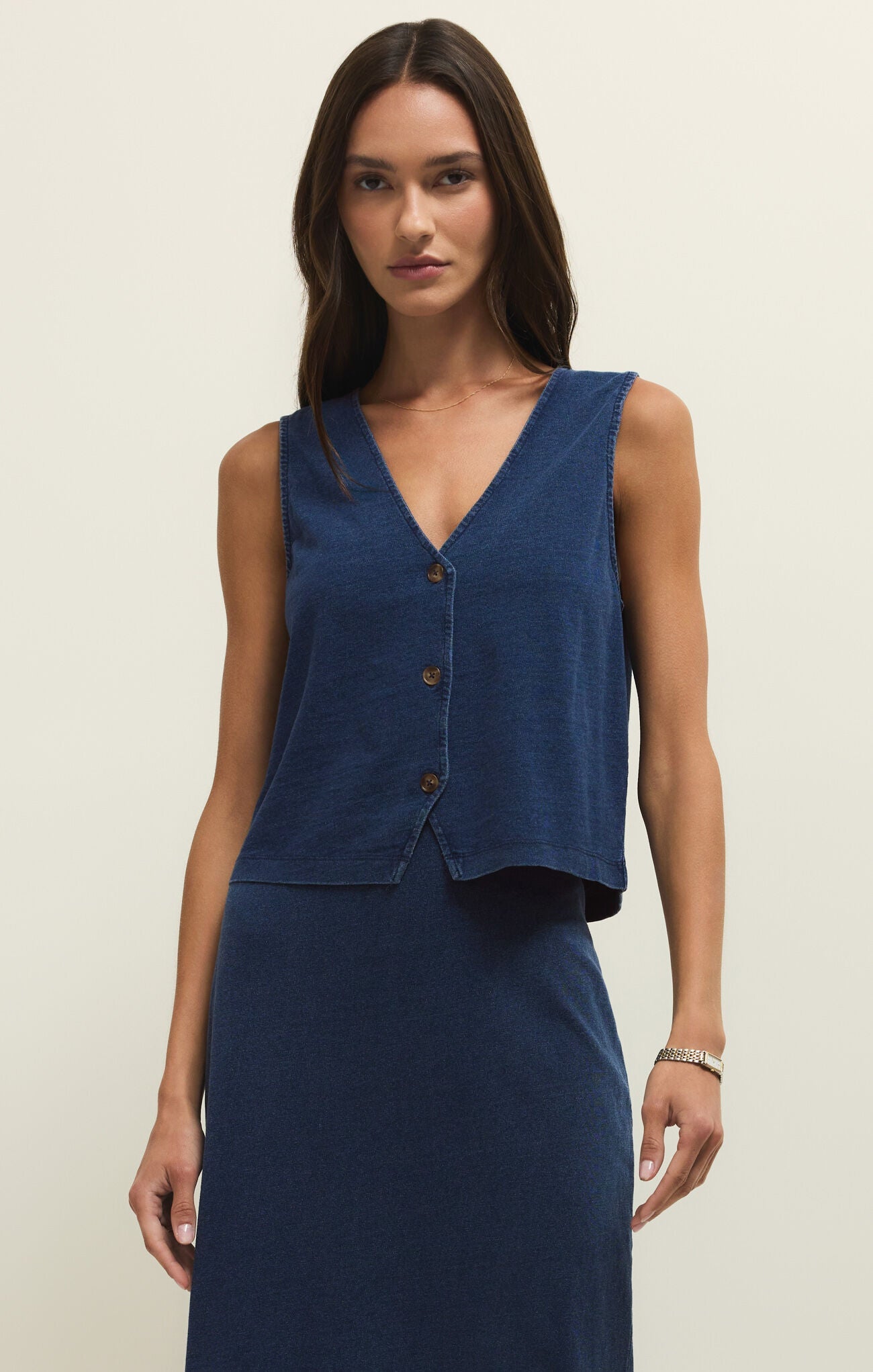 ZSUPPLY Noelle Jersey Denim Top - Indigo - The Salty BabeTop