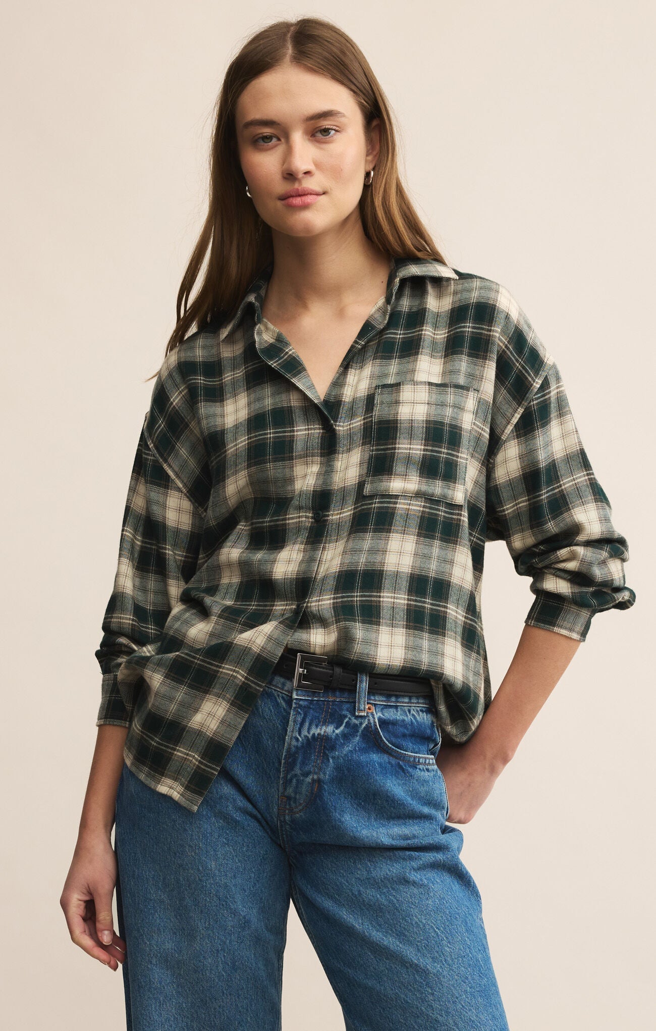 ZSUPPLY River Plaid Button Up - Garland Green - The Salty BabeLong Sleeve Tops