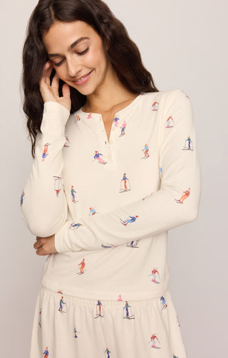ZSUPPLY Sleepy Head Ski Long Sleeve Henley in Vanilla Ice
