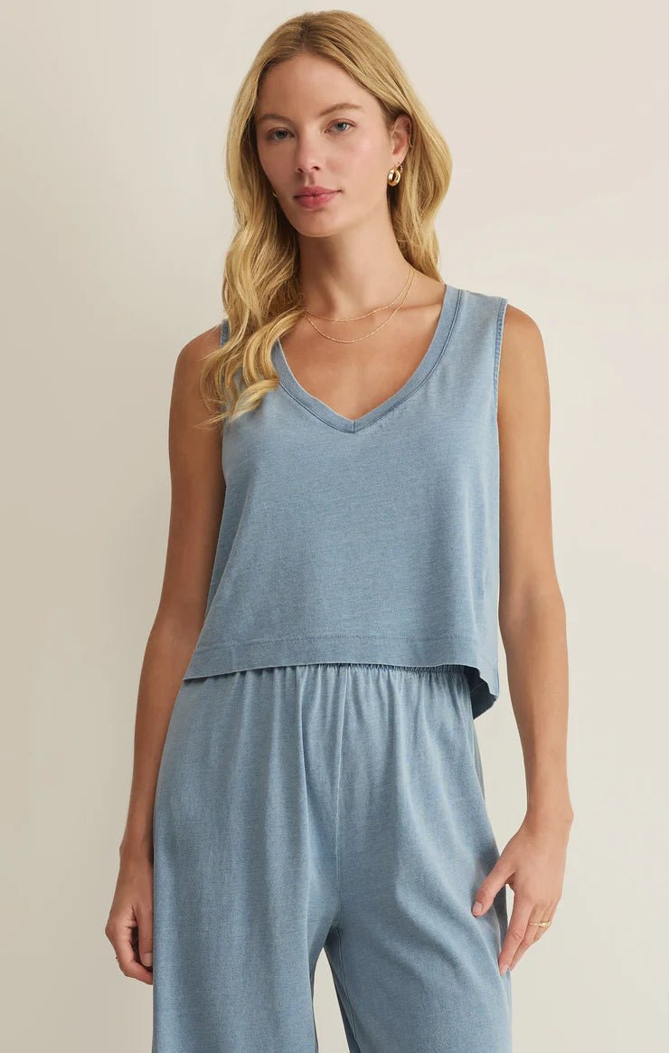 ZSUPPLY Sloane V - Neck Denim Tank - Ocean Air Indigo - The Salty BabeTop