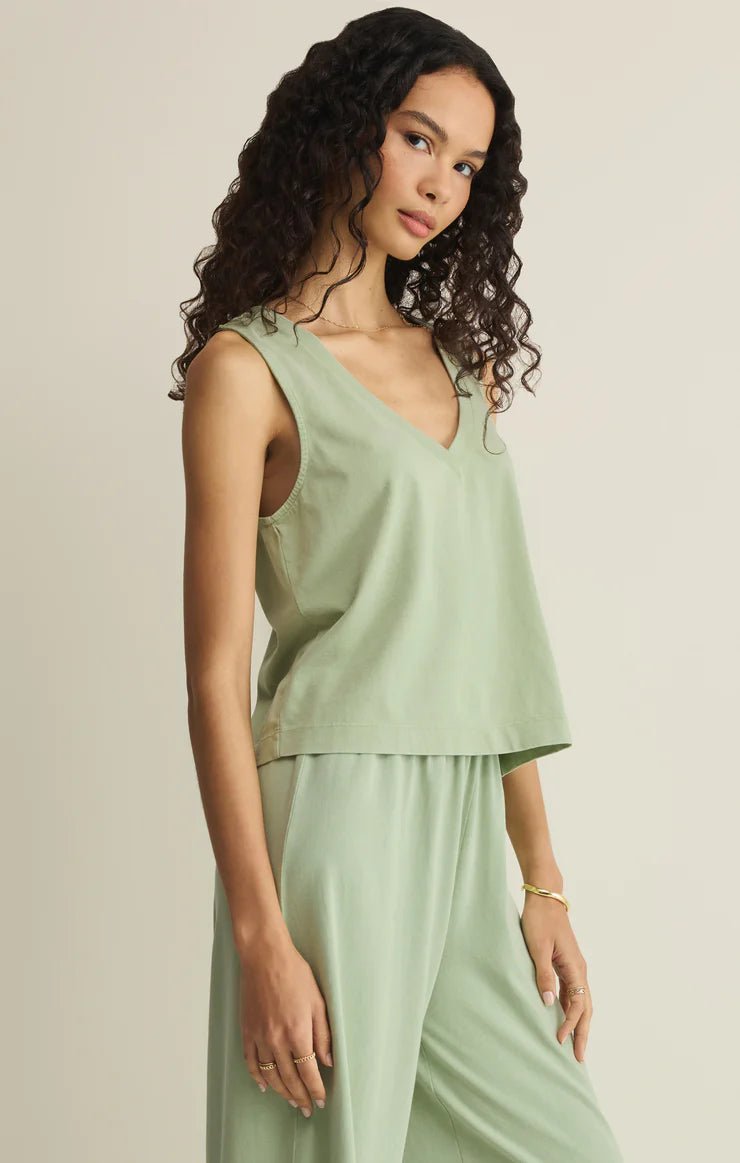 ZSUPPLY Sloane V - Neck Tank Top - Crystal Green - The Salty BabeTop