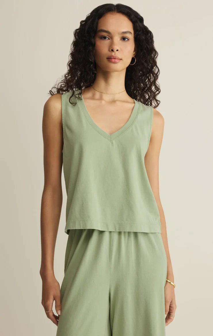 ZSUPPLY Sloane V - Neck Tank Top - Crystal Green - The Salty BabeTop