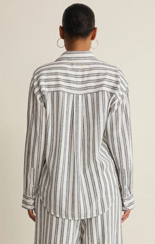 ZSUPPLY The Perfect Striped Button Up - White - The Salty BabeLong Sleeve Tops